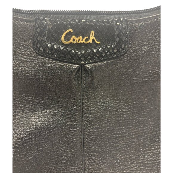 Coach Madison Black Pebbled Leather Small Crossbody Gold Hardware/Snakeskin Trim - Picture 3 of 9
